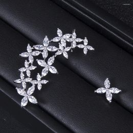 Stud Earrings Luxury Dubai Asymmetric Flower Earring Fashion Jewellery For Women Wedding Engagement Brincos Para As Mulheres E4744