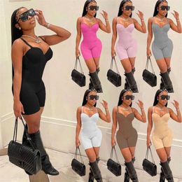 Women jumpsuits Clothes 2022 summer wear new sexy low chest suspender high waist slim fit bag hip conjoined shorts323B