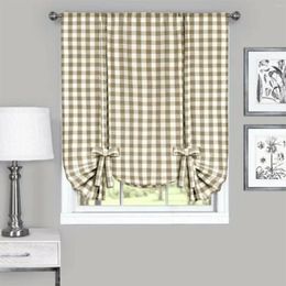 Curtain Country Farmhouse Plaid Chequered Window Tie Up Shade Light Shower