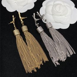 Vintage Letters Tassel Charm Earrings Golden Silver Ear Studs Women Letter Eardrops With Box316S