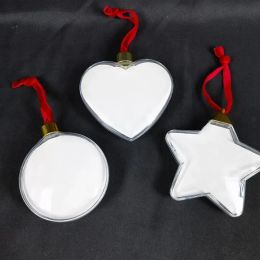 Sublimation Xmas ball flat plastic ball MDF insert blanks for customized printing Xmas tree decoration by Ocean i1020