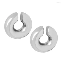 Backs Earrings Stainless Steel Hollow Circle Ear Clip Fashion Jewelry Non Piercing