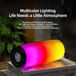 Cell Phone Speakers Portable Bluetooth Speaker Wireless Powerful Box Outdoor Speakers Waterproof HIFI TF FM Radio with LED Light Loudspeaker Q231021