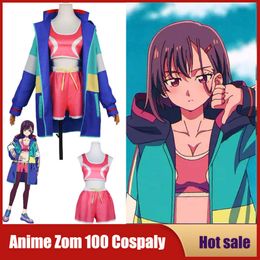Cosplay Anime Zom 100 Bucket List of the Dead Shizuka Mikazuki Cosplay Costume Jacket Pink Vest Shorts Pantyhose Unisex Party Uniforms