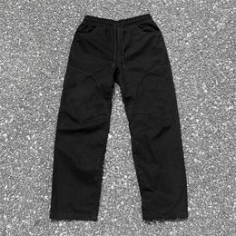 Men's Pants Stereoscopic Cut Straight Tube Casual Functional Workwear Men Heavy-duty Washed Old Trousers