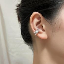 Backs Earrings VENTFILLE 925 Stamp Silver Color Pearl Earring Double Layer Irregular Jewelry Ear Clip Birthday Gift Drop