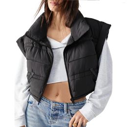 Women's Vests Fashion Winter Vest Sleeveless Jacket Stand Collar Zipper Closure Warm Outwear Casual Outfits Autumn Coats