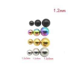 Stud 200pcs Screw Plain Ball Replacement Lip Stud Ear Eyebrow Ring Tongue 16G Fashion Body Piercing Jewellery Black Gold Colour Rainbow 231020