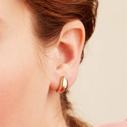 Silver Gold Colour Simple Women Chunky Stud Earrings Gift Stainless Steel Wives Round Smooth Thick Fashion Jewellery Wholesale YME127