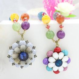 Pendant Necklaces Bohemia Lady Female Girl Women Girlfriend Couples Lover Multi Colour Beads Rosary Flower Charm Necklace