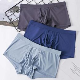 Underpants Men Elephant Nose Mid Waist Boxer Solid Colour High Elastic Soft Breathable Anti-septic Panties