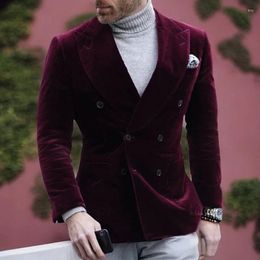 Men's Suits Velvet Double Breasted Blazer For Men 2023 Peaked Lapel Man Suit Jacket 1 Pcs Male Fashion Coat Custom Made