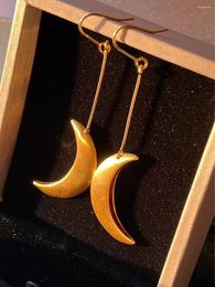 Dangle Earrings Golden Moon Tassel Elegant Women Crescent Ins Stylish Simple Eardrop