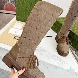 G Famous Famous Top quality guxci gussie Designer Luxury Boots Classic Autumn New Double Letter Printing Knight Boots Cowhide Surface Sheepskin Lining Anti Slides S