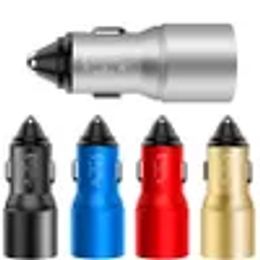 Alloy Metal car charger 5V Dual Usb ports Car Charger Auto Power Adaptor For Samsung huawei android phone gps pc ZZ