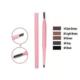 Eyebrow Enhancers Private Label Double-ended Eyebrow Pencil Make Up Custom Bulk Pink Tube No Smudge Waterproof Pigment Eye Brow Pen Makeup 231020