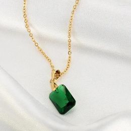 Pendant Necklaces Huitan Simple Elegant Green CZ Necklace For Bridal Wedding Accessories Fancy Anniversary Gift Fashion Women Jewellery