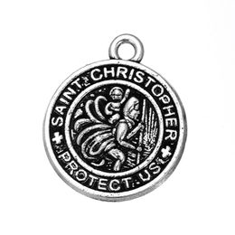 Charms Fashion Easy To Diy 20Pcs St Christopher Protect Us Gift Relius Charm Jewellery Making Fit For Necklace Or Bracelet Drop Delive Dh0Uz