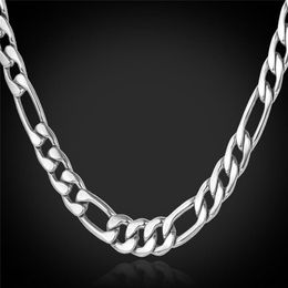 18K Real Gold Plated Figaro Chain Necklaces for Men High Quality Stainless Steel Mens Gold Chain Men Necklace Jewelry315V