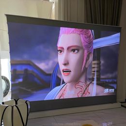 Motorized Floor Rising ALR Black Diamond Projection Screen Electric Roll Up 3D 8K Ambient Light Rejecting for Normal Projector
