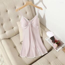 Women's Sleepwear Sexy Lace Nightdress Satin Lingerie Nightgown Women Robe Home Dress Summer Dressing Gown Loungewear