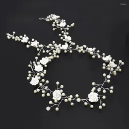 Hair Clips Cute Romantic Flower Pearls Bridal Headpiece Jewelry For Girls Crystal Crown Wedding Headbands Forehead Accessories 2023