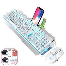 Keyboard Mouse Combos Rechargeable Wireless and Set Metal Panel 2 4G Gaming E sports Mobile Phone Storage Holder 231019