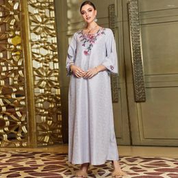 Ethnic Clothing 2023 Ramadan Eid Embroidered Muslim Women Maxi Dress Elegant Dubai Turkey Kaftan Islamic Evening Party Gown Caftan Robe