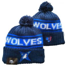 Men's Caps Basketball Hats Timberwolves Beanie All 32 Teams Knitted Cuffed Pom Minnesota Beanies Striped Sideline Wool Warm USA College Sport Knit hats Cap For Women