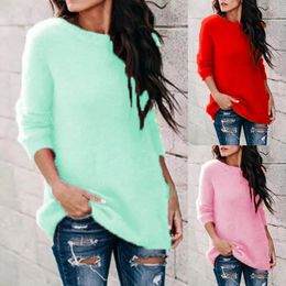 Womens Knits Tees Fashion Winter Warm Sweater Fluffy Plain Jumper Ladies Casual Long Pullover Tops Autumn Oversize Korean 231019