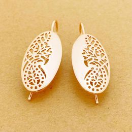 Dangle Earrings Oval Glossy Hollow Long 585 Rose Gold Unique Fashion Women Jewellery Creative Metal Daily Simple