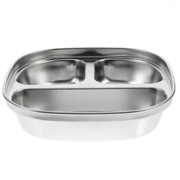 Bowls Compartment Plate Dinner Divided Dish Metal Trays Eating Stainless Steel Control Panel