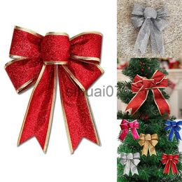 Christmas Decorations Gold Silver Red Beautiful Bow Tie Christmas Tree Decoration Christmas Ribbon Bow Holiday Pendant Home Bow Knot Gadget Navidad x1020