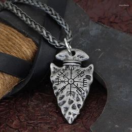 Pendant Necklaces Men Viking Spear Compass Norse Runes Amulet Helm Of Awe Vegvisir Stainless Steel/Genuine Leather Chain Jewellery