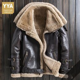 Men's Leather Faux Leather Eco Sheep Wool Fur Coat Men Short Double-Layer Lapel Genuine Leather Motorcycle Jacket Winter High Quality Fashion Outerwear 231019