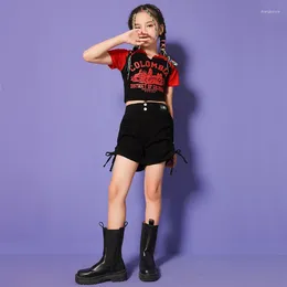 Stage Wear Kids Hip Hop Ballroom Dancing Costumes For Girls Jazz Dance Clothes Party Costume Shirt Shorts Suits Outfits