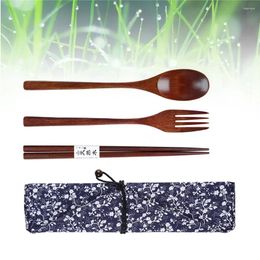 Dinnerware Sets Portable Silverware Wooden Fork Spoon Chopsticks Tableware Cutlery Set Flatware Travel