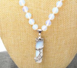 Chains Beautiful Natural 8/10/12mm White Moonstone Round Beads Gem Pendant Necklace 18"