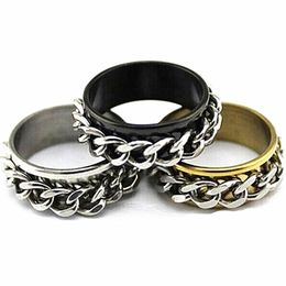 whole mix 50pcs Men's Silver Golden Black tone Stainless Steel chain spinner fashion Jewellery Rings high grade331K