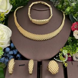 Necklace Earrings Set Italian Women 18K Gold Plated Necklaces Ring Bracelet Jewellery Luxury Wedding Party Gifts Accessories