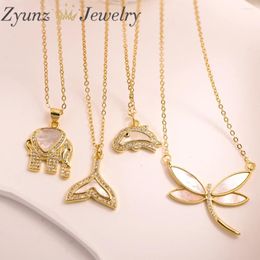 Chains 10PCS Fashion Mop Shell Elephant Dragonfly Necklace For Women Party Jewellery Zircon Accessories Family And Friend Birthday