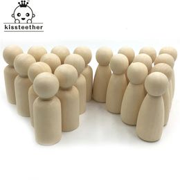 Zęby zabawki 50pcs mężczyźni kobieta mieszana zwykłe puste naturalne drewno ludzie Peg lalki niepomalowane figurki tort weselny rodzina Peg Dolls prezent świąteczny 231020