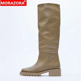 Boots 2023 ZA INS Fashion Luxury Knee High Genuine Leather Women Winter Botas Ladies Punk Knight Shoes Size 43 231019
