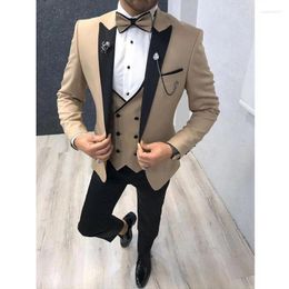 Men's Suits 3 Piece Wedding Tuxedo For Groomsmen Slim Fit Classic Men Double Breasted Male Fashion Costume Homme (Blazer Vest Pants)