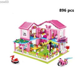 Blocks House Villa Architecture Cottage Model Building Blocks bricks Friends for girl Beach Hut Modular Home Village creative city shop R231020