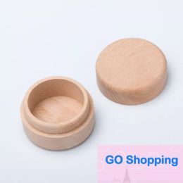 Top 1pc Portable Vintage Round Natural Wooden Jewellery Storage Box Ring Earrings Container Storage Case New Arrival