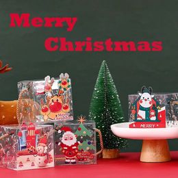 Gift Wrap 24pcs Merry Christmas Gift Box Transparent Apple Candy Packaging Boxes Kids Year Gift Xmas Party Decorations Navidad 231020