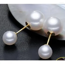 Dangle Earrings Charming Round 6-12mm South Sea White Pearl Earring 18k