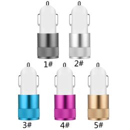 BRAND NOKOKO Car Charger Metal Travel Adapter 2 Ports Colourful Micro USB Car Plug USB Adapter For Samsung Note 8 Iphone 7 OPP Package 12 LL