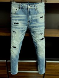 Italian fashion European and American men's casual jeans high-end washed hand polished quality Optimised A220